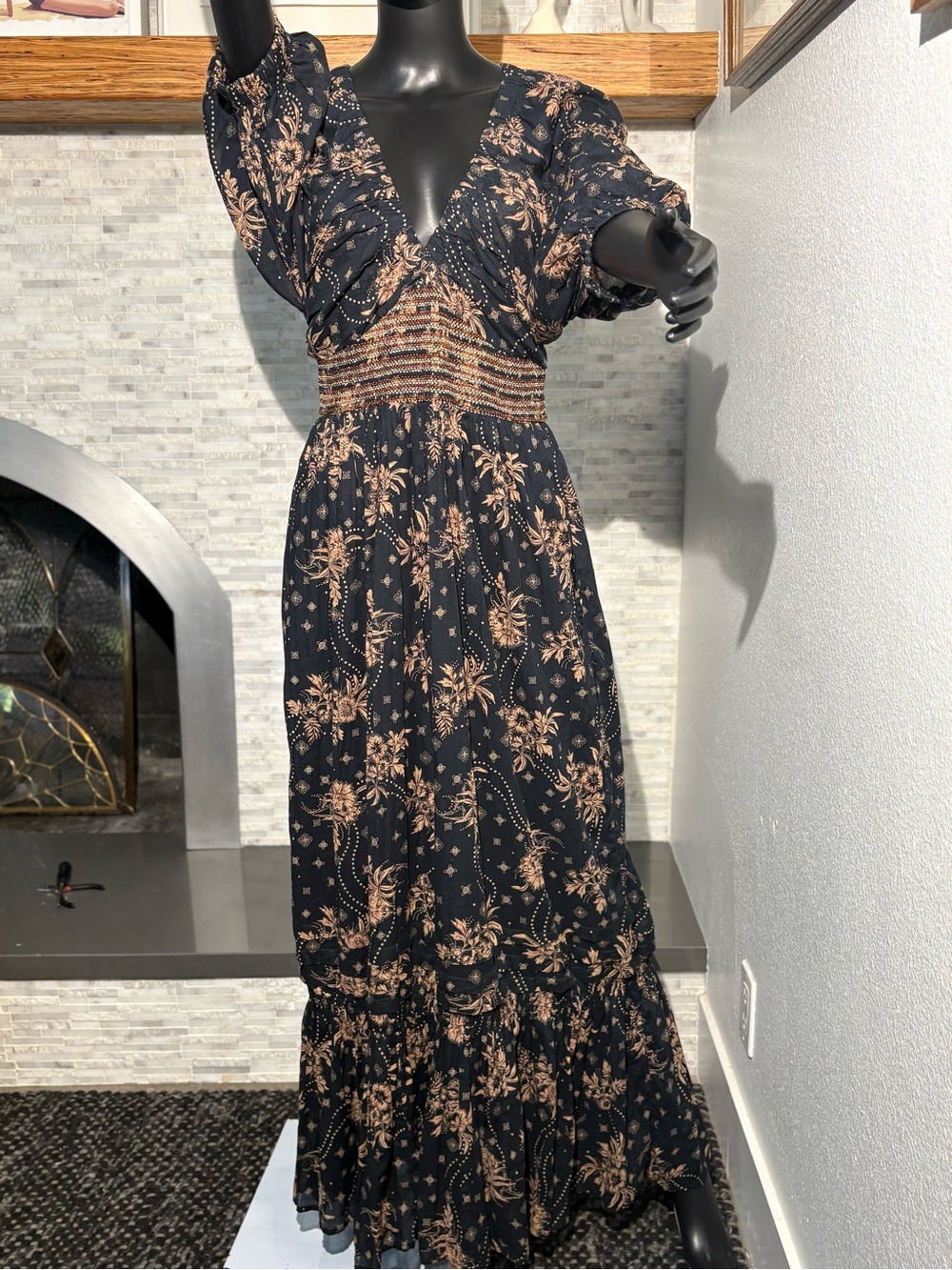 ⁠Golden Hour Maxi Dress by Free People in the "Black Combo" print